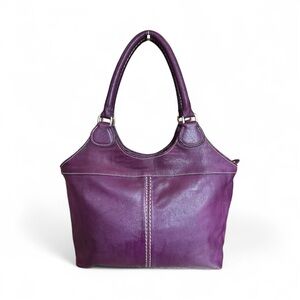 ROOTS Leather Purple Handbag